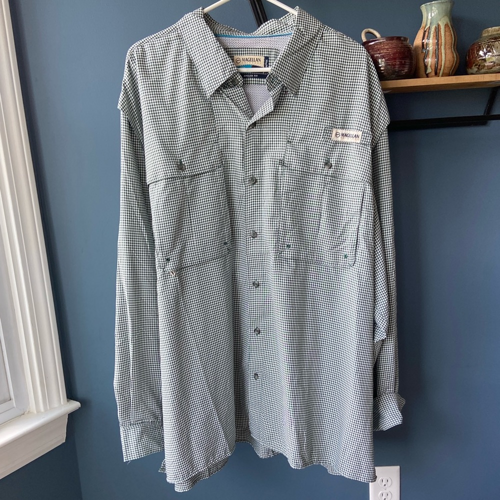 Men’s Magellan Green Angler Fit Shirt- XXL
